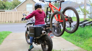 Mountain Bikes on a motorcycle carrier