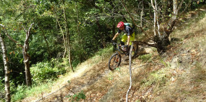 Bram is riding down the trail in Chaudfontaine