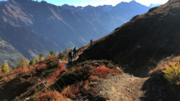 mountainbiker in de alpen vlakbij Verbier in de herfst